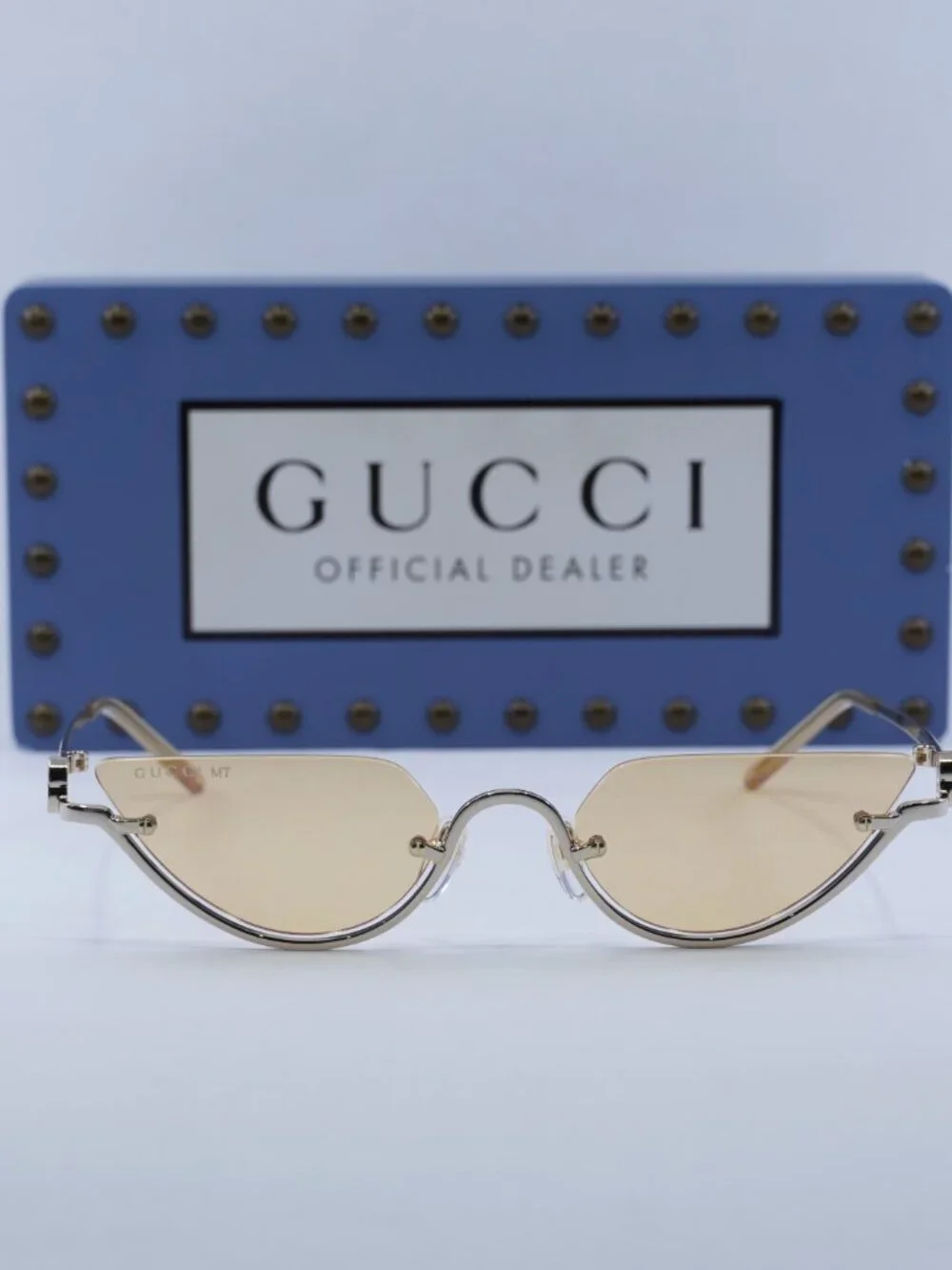 Gucci GG1603S 004 Cat Eye Sunglasses - Gold/Rose Mirror to Dark Yellow
